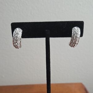 Swarovski Silver Pavé Crystal Huggie Earrings